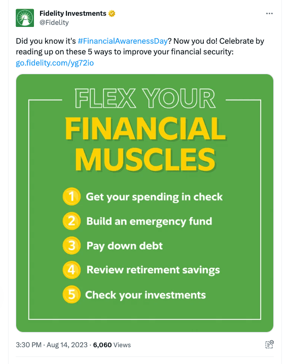Capture d’écran instagram de Fidelity Investments