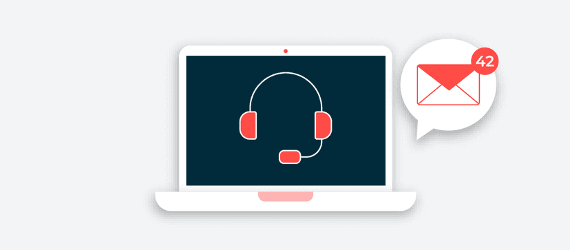 Ordinateur portable avec écouteurs et bulle avec un icone d'e-mail