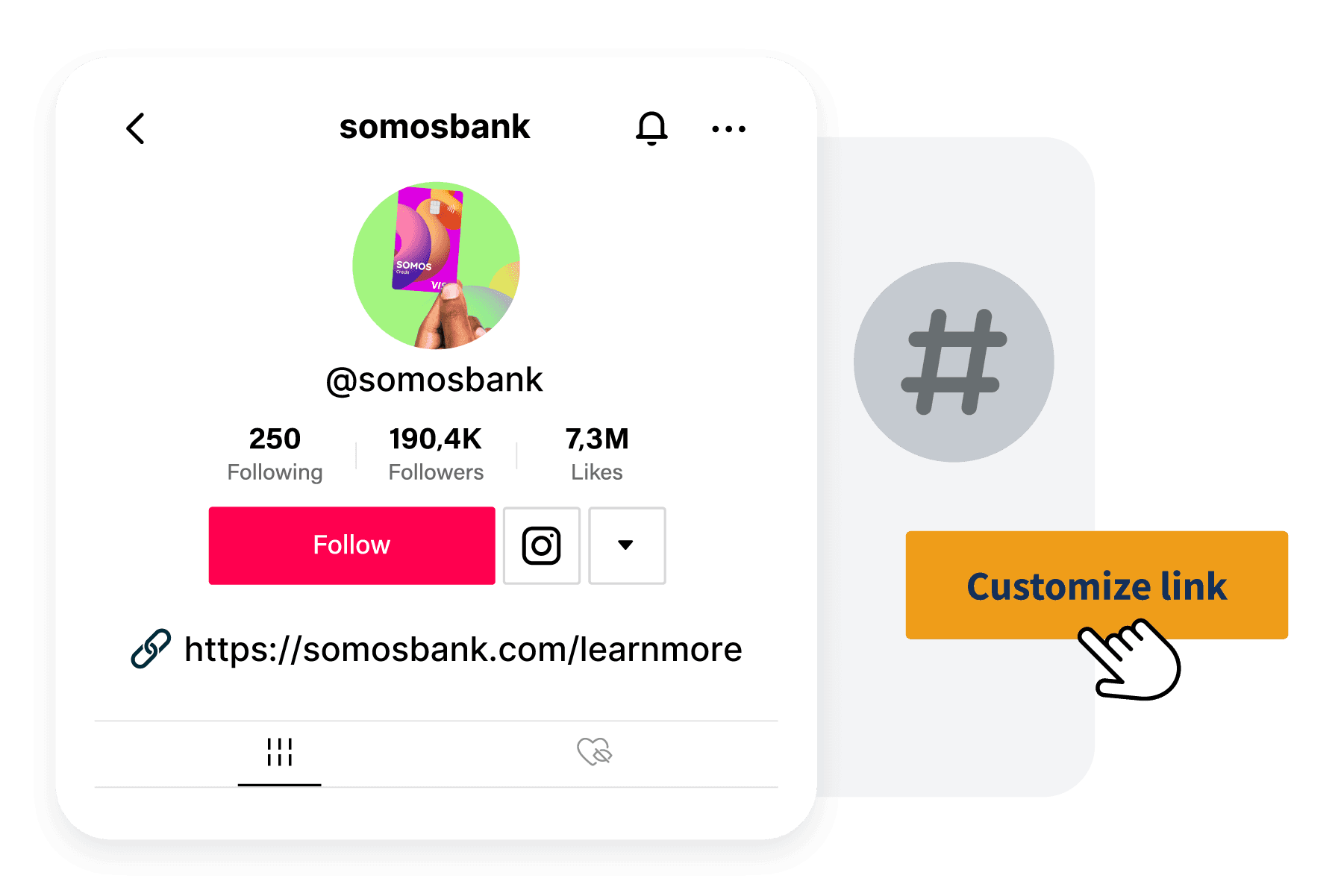 Lien Hootsuite dans le créateur de bio avec le bouton « personnaliser le lien »