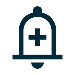Icône de cloche avec signe plus pour les alertes