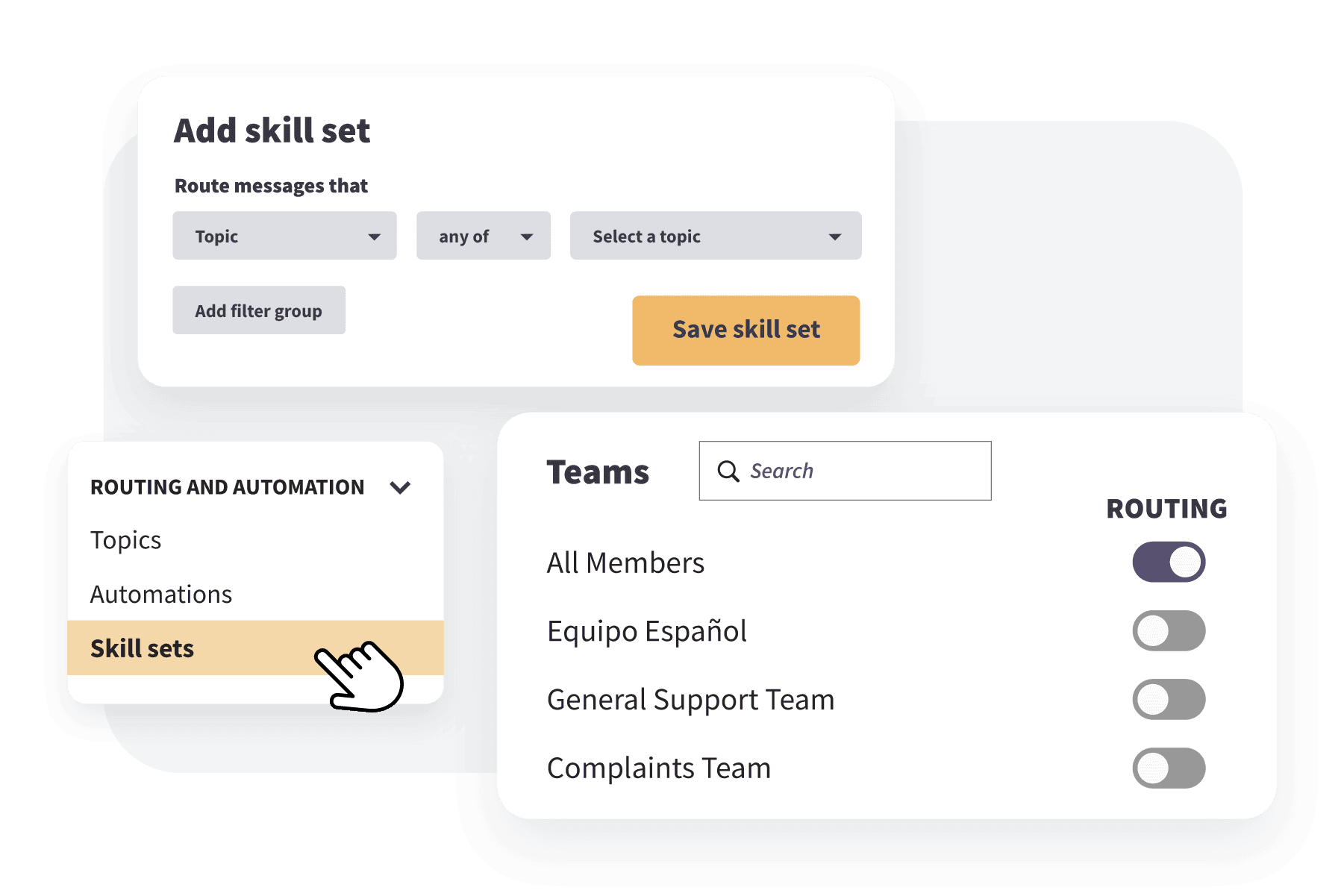 Hootsuite Inbox avec paramètres et routage des compétences