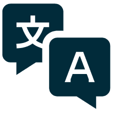 Bulles de discussion avec icône de langues